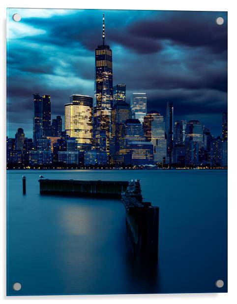 Blue Hour Clouds Over Lower Manhattan  Acrylic by Chris Lord