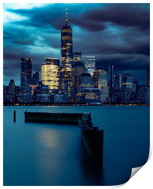Blue Hour Clouds Over Lower Manhattan  Print by Chris Lord