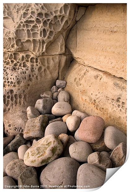Honeycomb Wall on Elgol Beach Print by John Barrie