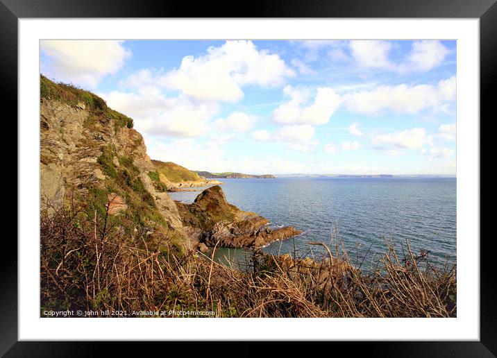 Cornish Coastline from Mevagissey. Framed Mounted Print by john hill