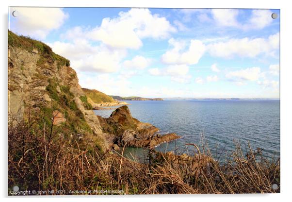 Cornish Coastline from Mevagissey. Acrylic by john hill