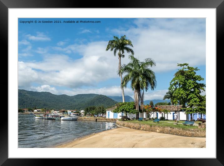 Paraty Waterfront, Brazil Framed Mounted Print by Jo Sowden