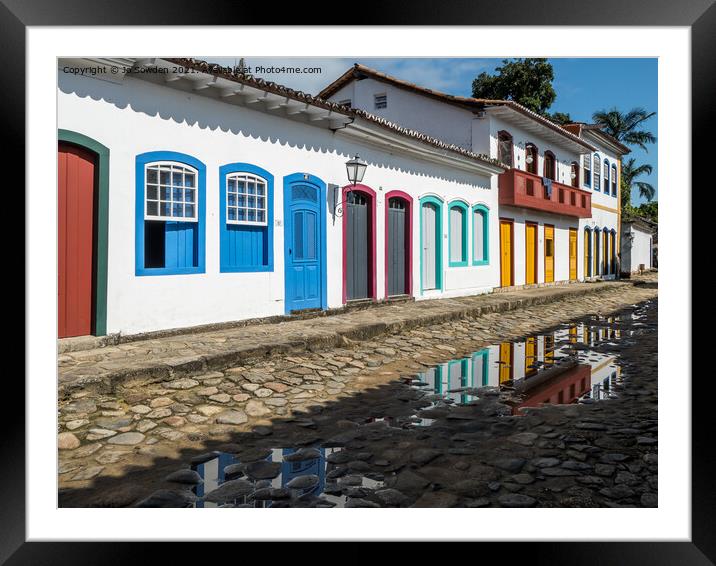 Colourful Reflections, Paraty, Brazil Framed Mounted Print by Jo Sowden