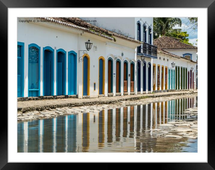 Colourful Reflections, Paraty, Brazil Framed Mounted Print by Jo Sowden