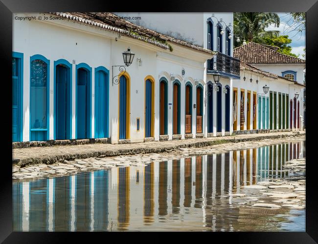Colourful Reflections, Paraty, Brazil Framed Print by Jo Sowden