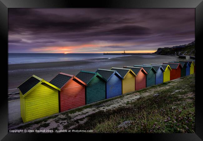 Whitby beach huts Yorkshire Framed Print by Giles Rocholl