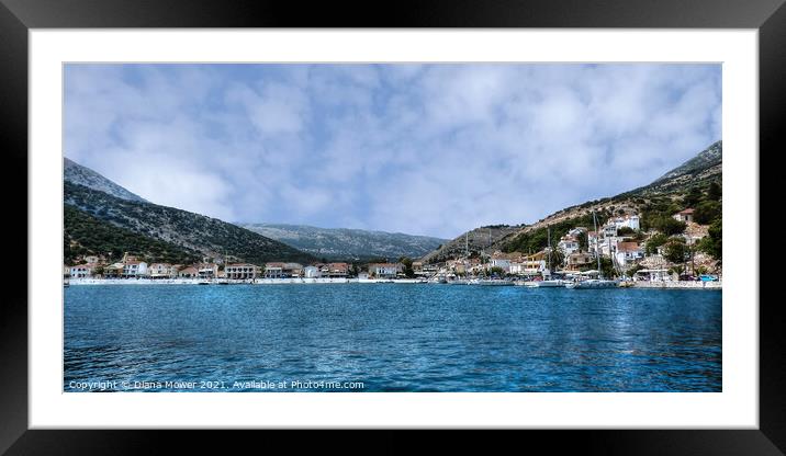 Kefalonia Greece panoramic Framed Mounted Print by Diana Mower