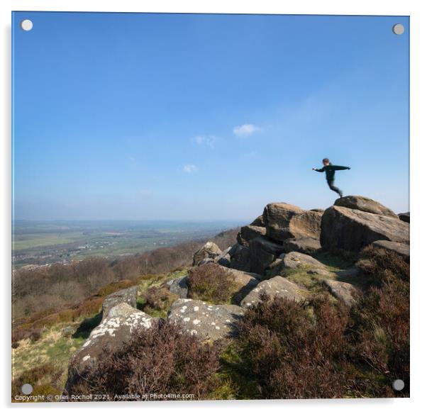 Rock climbing Yorkshire Acrylic by Giles Rocholl