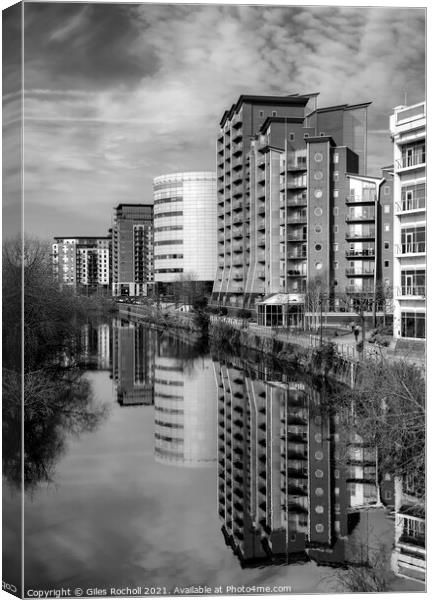 River Aire Offices Leeds Canvas Print by Giles Rocholl