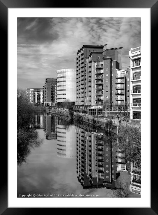 River Aire Offices Leeds Framed Mounted Print by Giles Rocholl