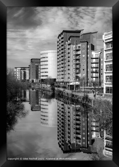 River Aire Offices Leeds Framed Print by Giles Rocholl