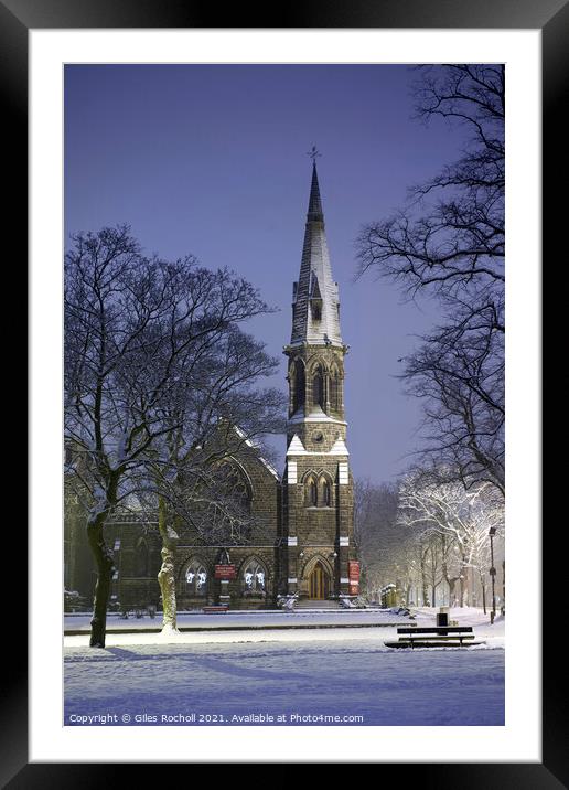 Church snow Harrogate Framed Mounted Print by Giles Rocholl
