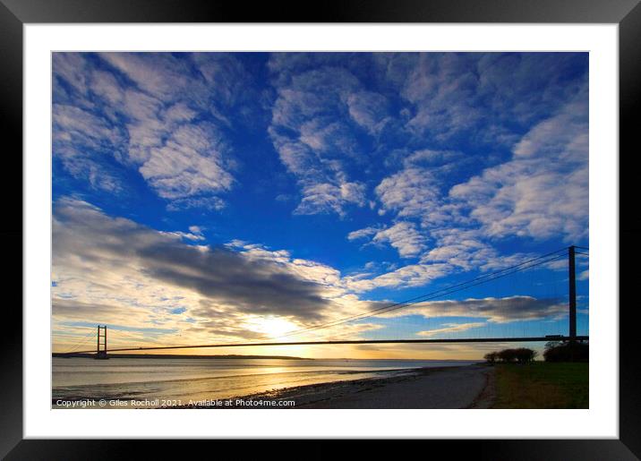 Sunset the Humber Bridge Yorkshire Framed Mounted Print by Giles Rocholl