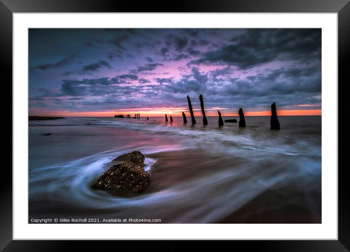 Waves beach Spurn point Yorkshire Framed Mounted Print by Giles Rocholl