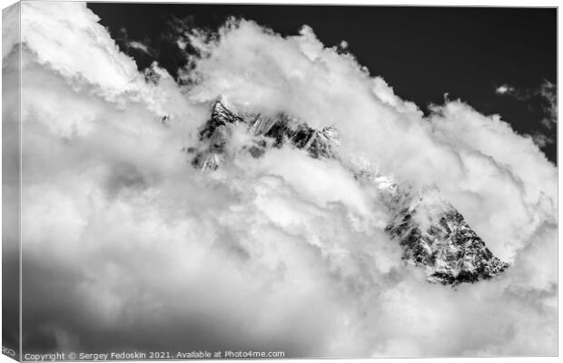 Himalayas covered by snow and clouds. Canvas Print by Sergey Fedoskin