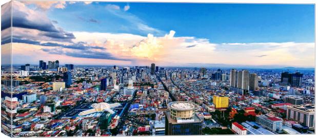 Aerial view of Phnom Penh at dusk Canvas Print by Arnaud Jacobs