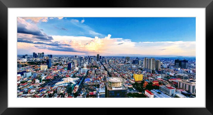 Aerial view of Phnom Penh at dusk Framed Mounted Print by Arnaud Jacobs