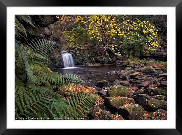 Beck Hole Waterfall Yorkshire Dales Framed Mounted Print by Giles Rocholl