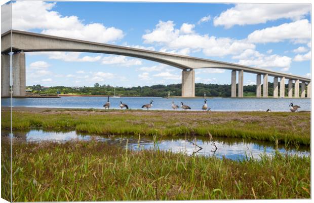 Orwell Bridge Spanning the Orwell River Canvas Print by Kevin Snelling