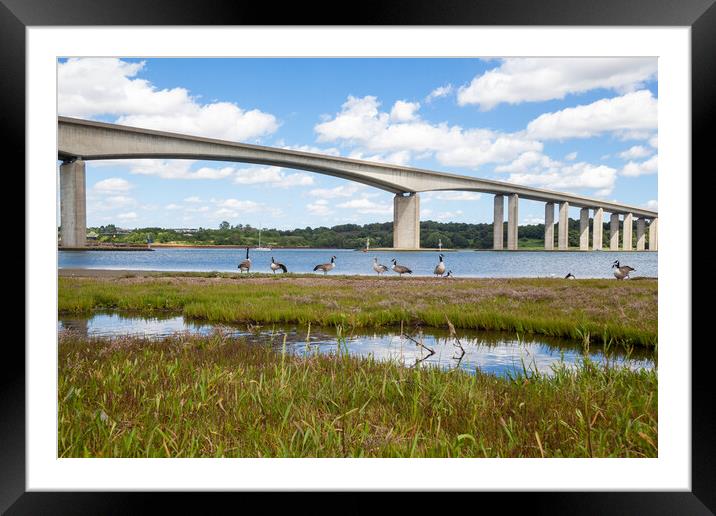 Orwell Bridge Spanning the Orwell River Framed Mounted Print by Kevin Snelling