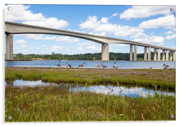 Orwell Bridge Spanning the Orwell River Acrylic by Kevin Snelling