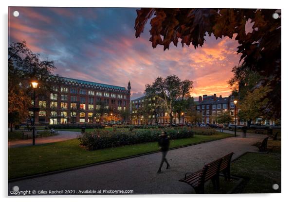 Leeds city Park Square Acrylic by Giles Rocholl