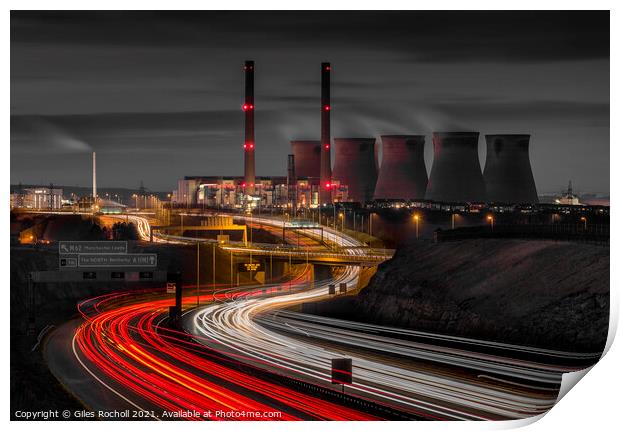 Ferry bridge Power station Yorkshire Print by Giles Rocholl