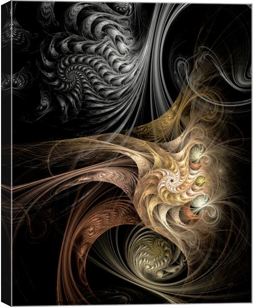 Liqourice Gold, Abstract, Fractal Art Canvas Print by Maria Forrester