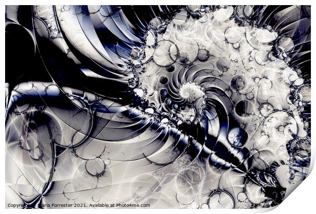 Sea Waves and Foam, Abstract Art, Fractal Art, Print by Maria Forrester