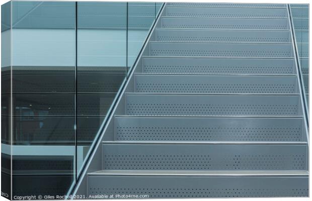 Glass and metal stairway abstract art Canvas Print by Giles Rocholl