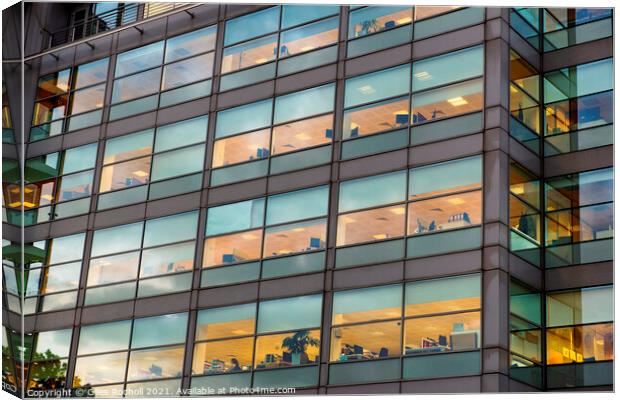 Abstract office windows dusk Leeds Canvas Print by Giles Rocholl