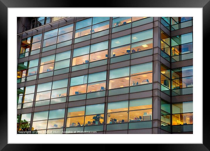 Abstract office windows dusk Leeds Framed Mounted Print by Giles Rocholl
