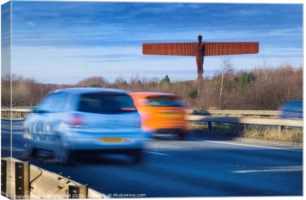 Angel of the North and traffic Canvas Print by Giles Rocholl