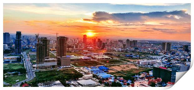 The sun sets over Phnom Penh... Print by Arnaud Jacobs