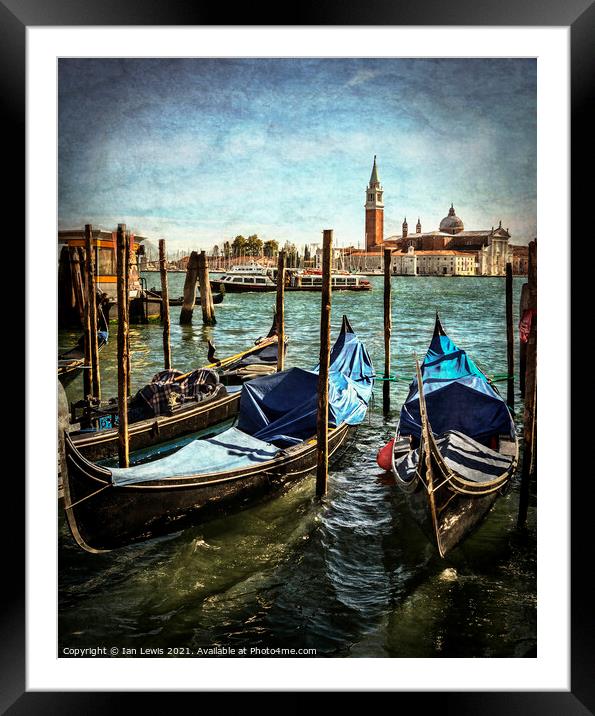 Gondolas At Rest Framed Mounted Print by Ian Lewis