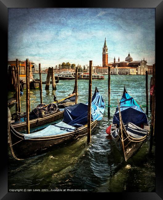 Gondolas At Rest Framed Print by Ian Lewis