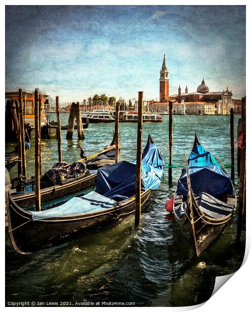 Gondolas At Rest Print by Ian Lewis