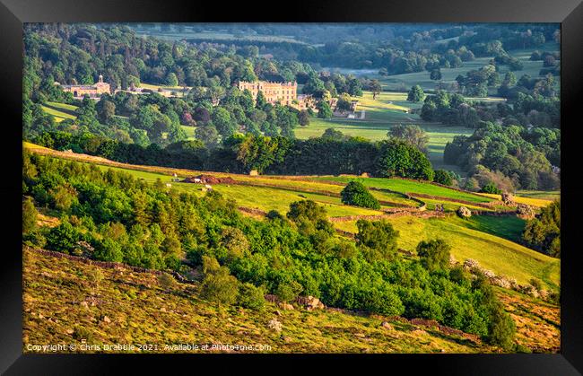 Chatsworth House from Curbar Edge Framed Print by Chris Drabble