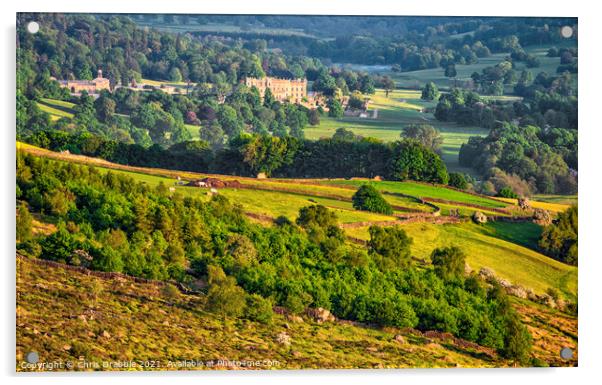 Chatsworth House from Curbar Edge Acrylic by Chris Drabble