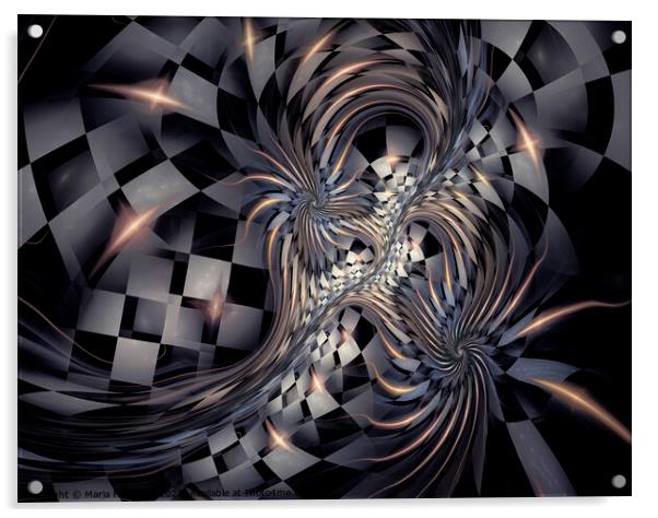 Check Mate, Racing Abstract Acrylic by Maria Forrester