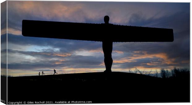 Sunset Angel of the North Canvas Print by Giles Rocholl