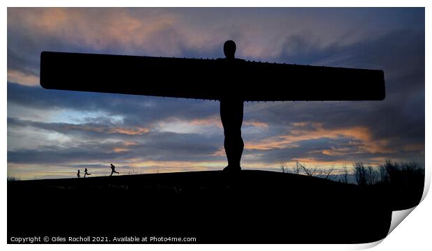 Sunset Angel of the North Print by Giles Rocholl
