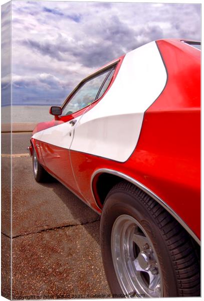 Classic car show, Ford Gran Torino car at Southend on Sea, Essex Canvas Print by Peter Bolton