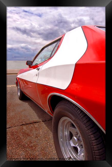 Classic car show, Ford Gran Torino car at Southend on Sea, Essex Framed Print by Peter Bolton