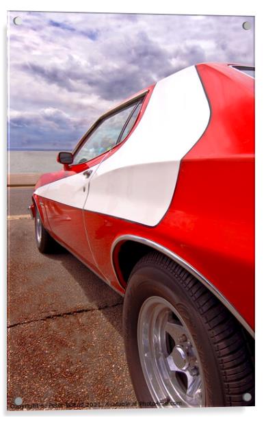 Classic car show, Ford Gran Torino car at Southend on Sea, Essex Acrylic by Peter Bolton