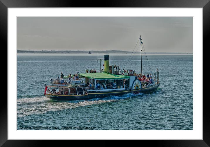 Kingswear Castle paddle steamer off Southend on Sea, Essex Framed Mounted Print by Peter Bolton
