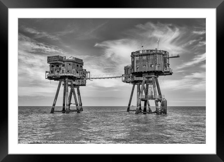 Red Sands Sea Forts BW Framed Mounted Print by Wight Landscapes