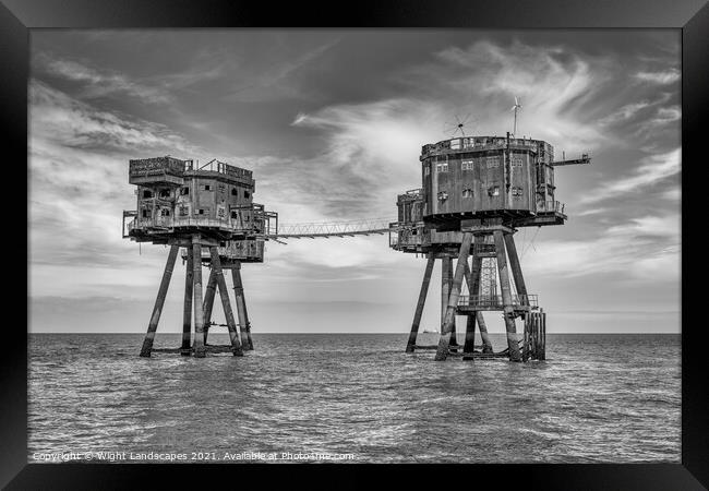 Red Sands Sea Forts BW Framed Print by Wight Landscapes