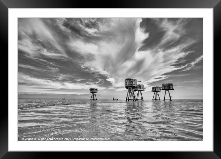 Shivering Sands Maunsell Forts BW Framed Mounted Print by Wight Landscapes