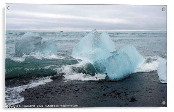 Blocks of glacial ice washed ashore in Iceland Acrylic by Lensw0rld 